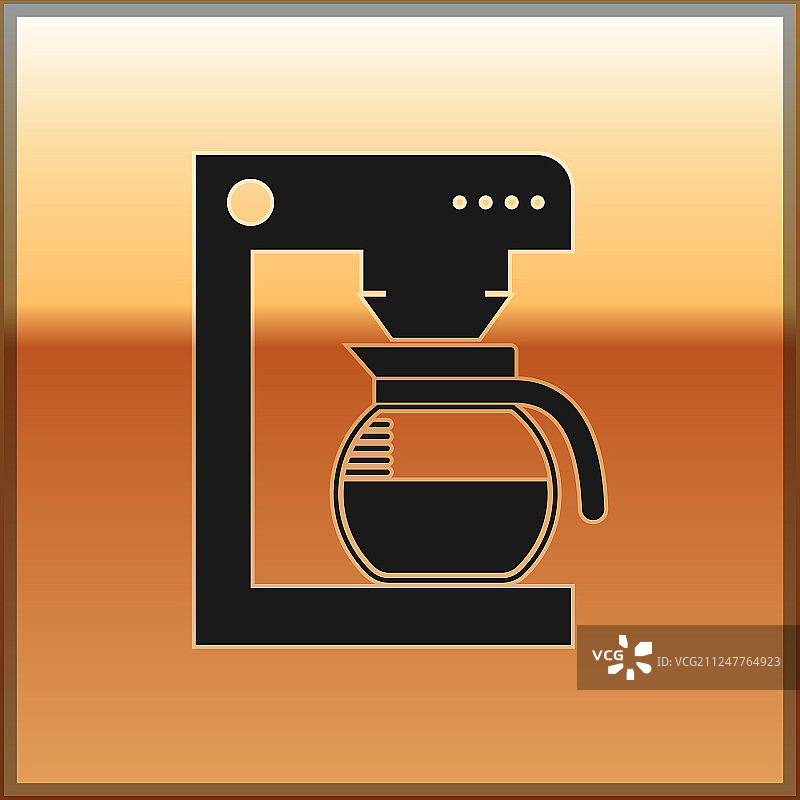 黑咖啡机与玻璃壶图标隔离图片素材