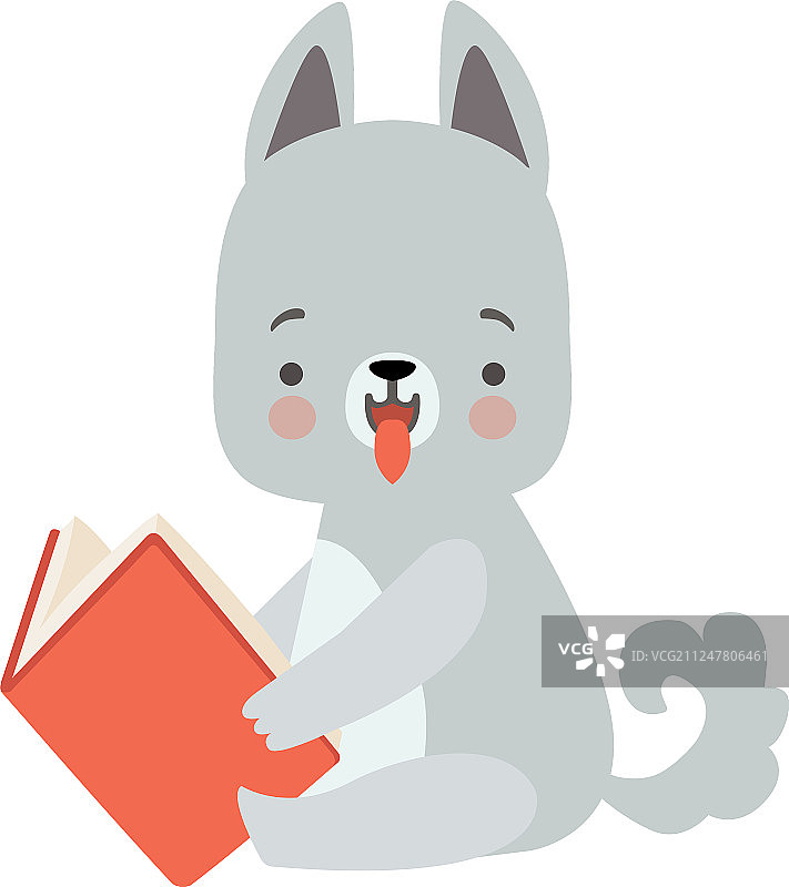 可爱的小狼读书可爱聪明的动物图片素材