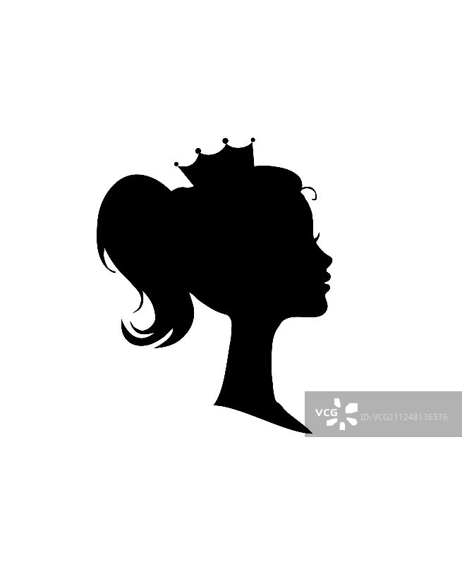 公主或皇后的轮廓与皇冠图片素材