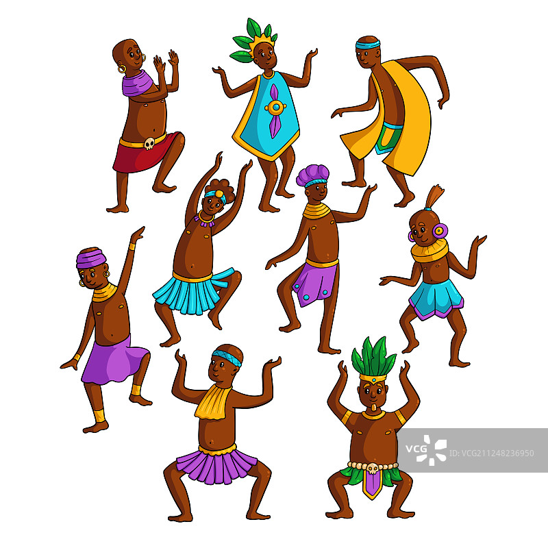 让多彩的非洲部落的人们跳舞图片素材
