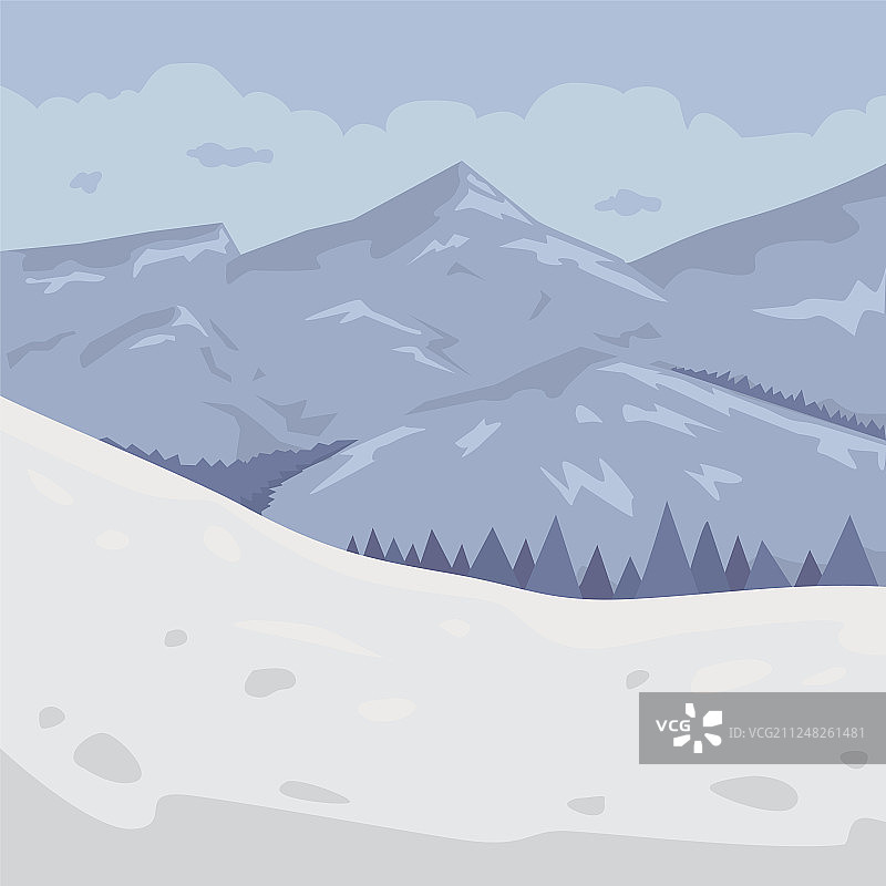 冬季山脉景观卡通图片素材