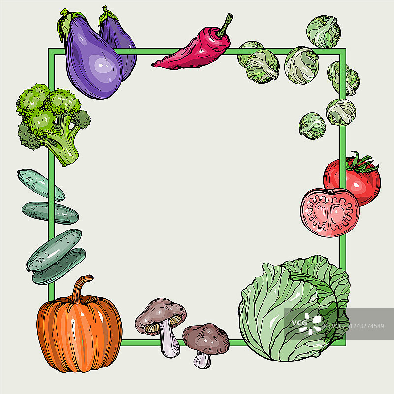 背景与手绘蔬菜图片素材