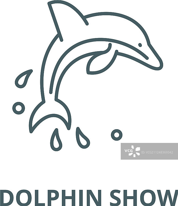 海豚展示线图标线性概念图片素材