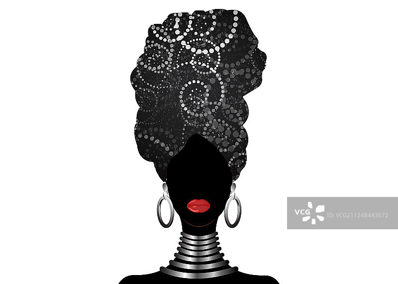 描绘非洲妇女的传统头巾图片素材