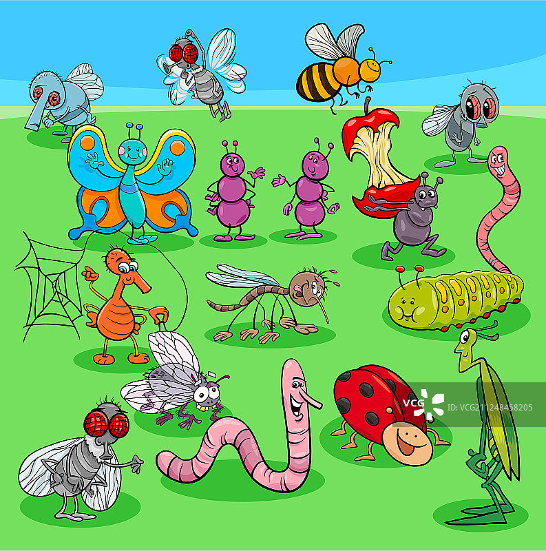 卡通昆虫人物群图片素材