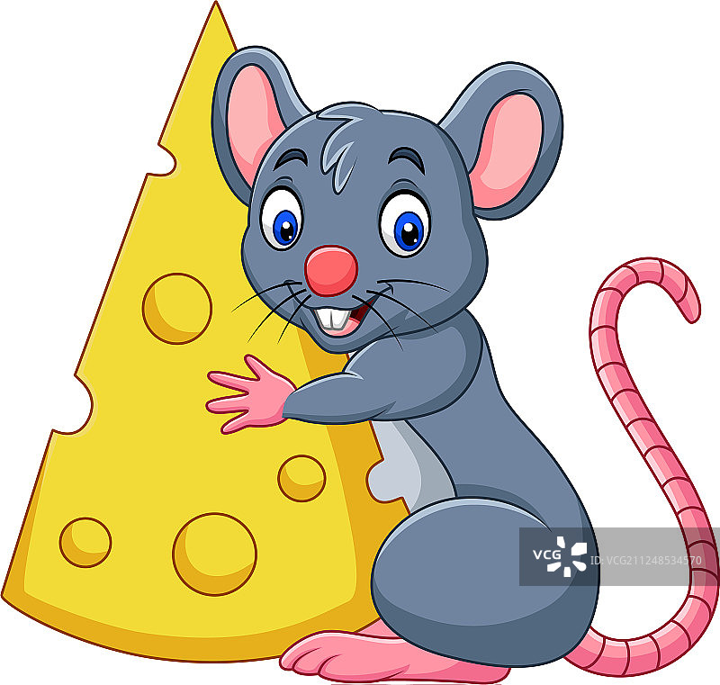 卡通老鼠拿着一大块奶酪图片素材