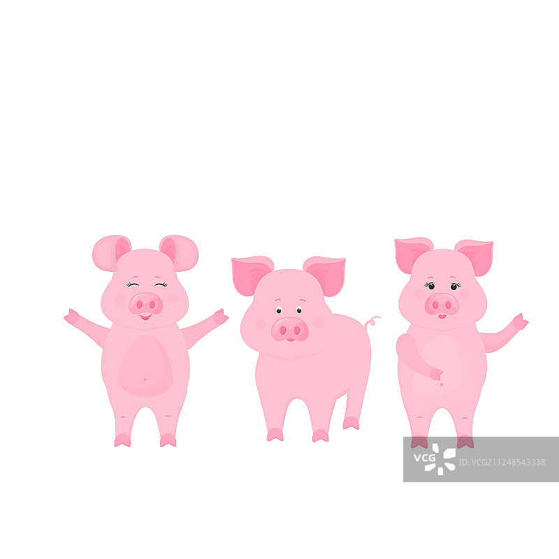 可爱的小猪卡通人物小猪有趣的动物图片素材