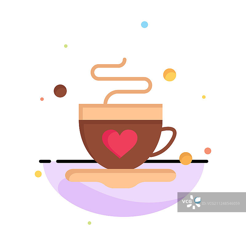 杯咖啡茶爱抽象平面颜色图标图片素材