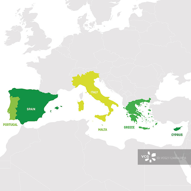 南欧地区地图上的国家位于南部图片素材