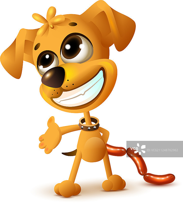 有趣的黄色小狗藏着香肠图片素材