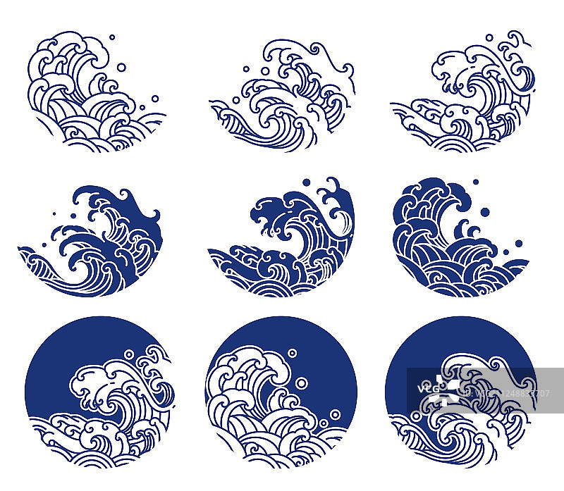 日本水和海浪线标志图片素材