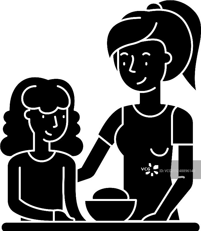 妈妈和女儿的黑色图标签字图片素材