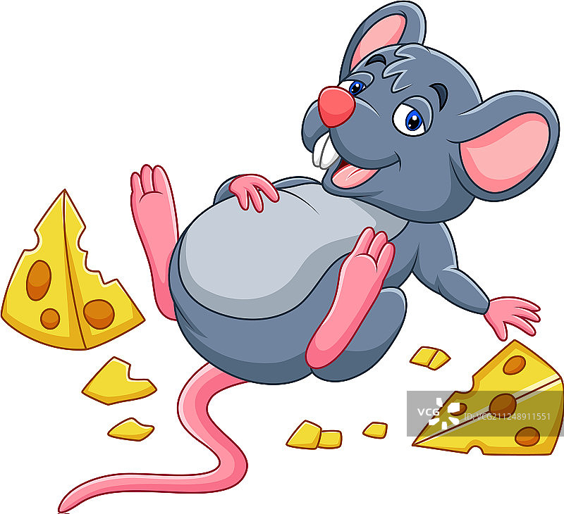 吃着奶酪吃着肚子的卡通老鼠图片素材