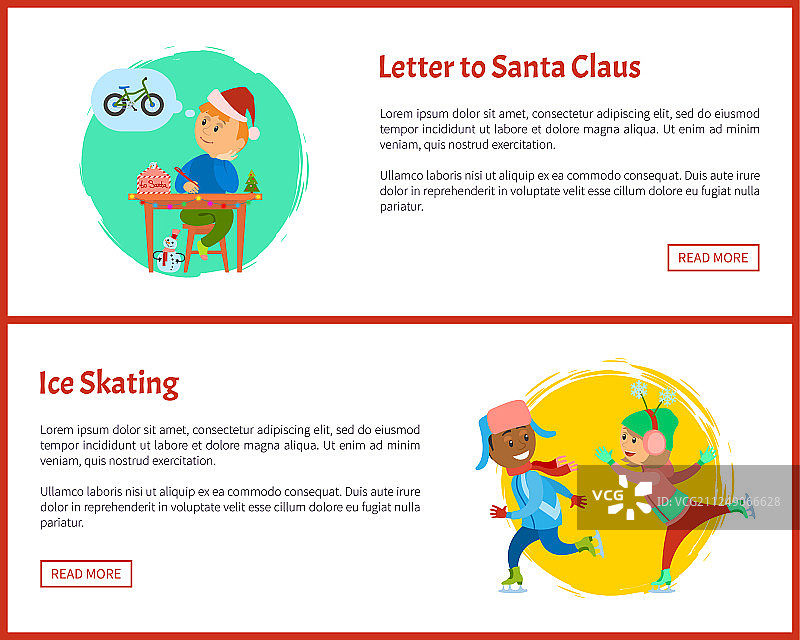 给圣诞老人的信和溜冰网海报的文字图片素材