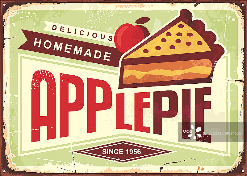 美味的自制苹果派复古促销广告图片素材