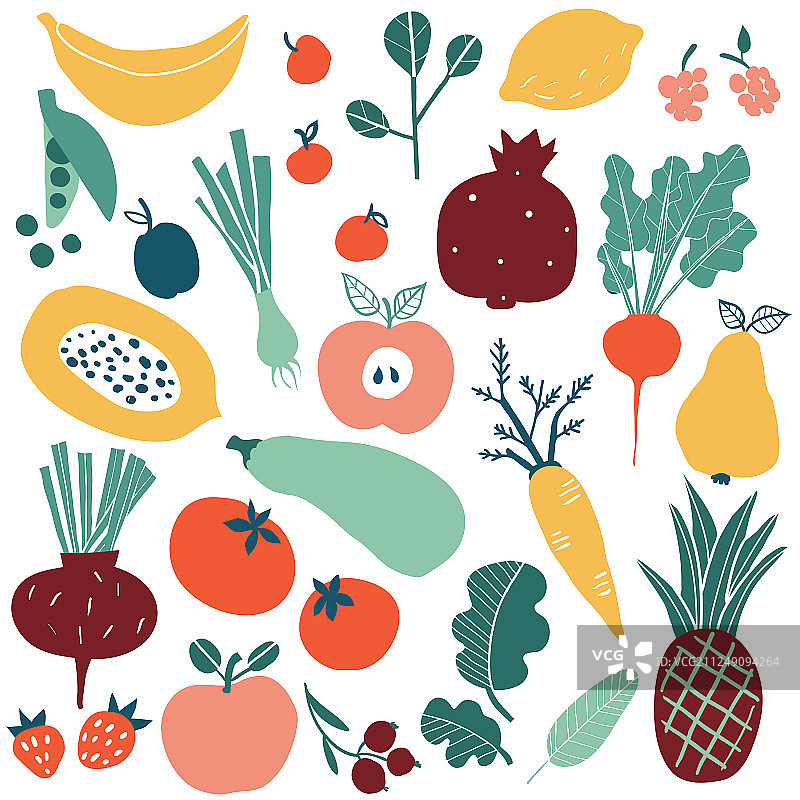 设置手绘水果和蔬菜图片素材