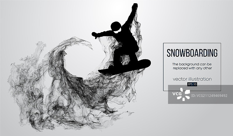 剪影滑雪板跳跃白色背景图片素材