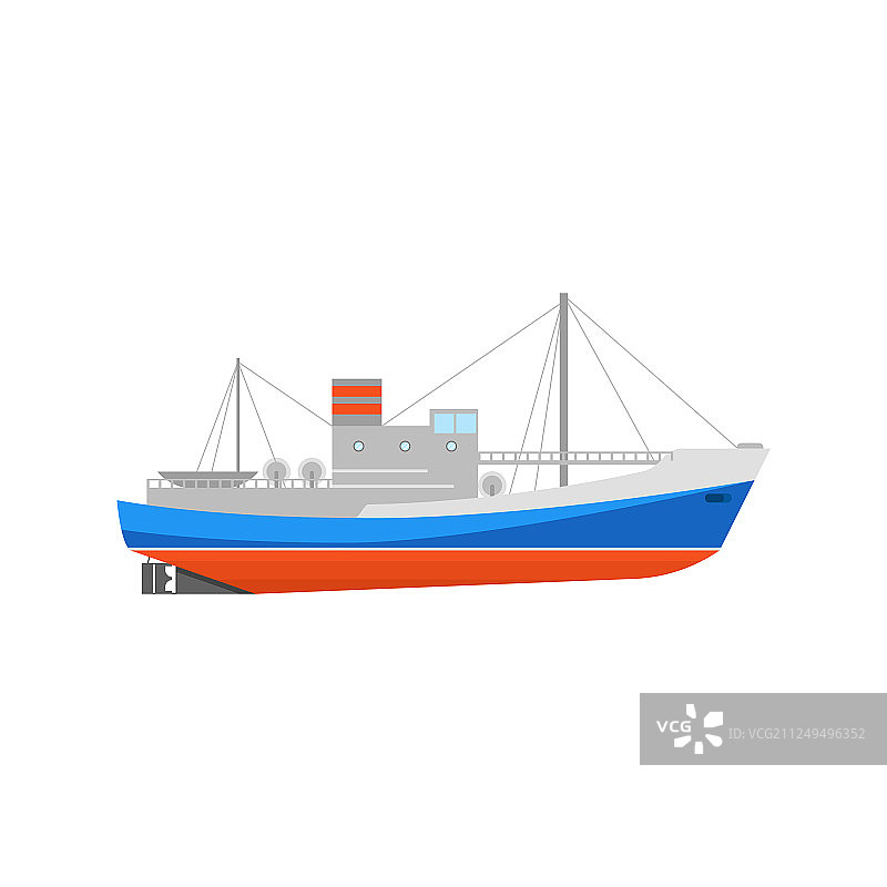 卡通渔船图标上的白色图片素材