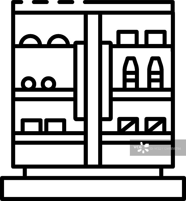 商业饮料冰箱图标轮廓风格图片素材