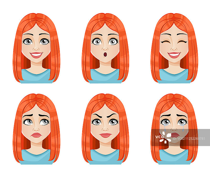 面部表情美丽的红发女人图片素材