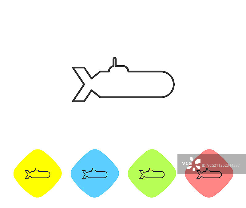 灰色线潜艇图标孤立在白色图片素材