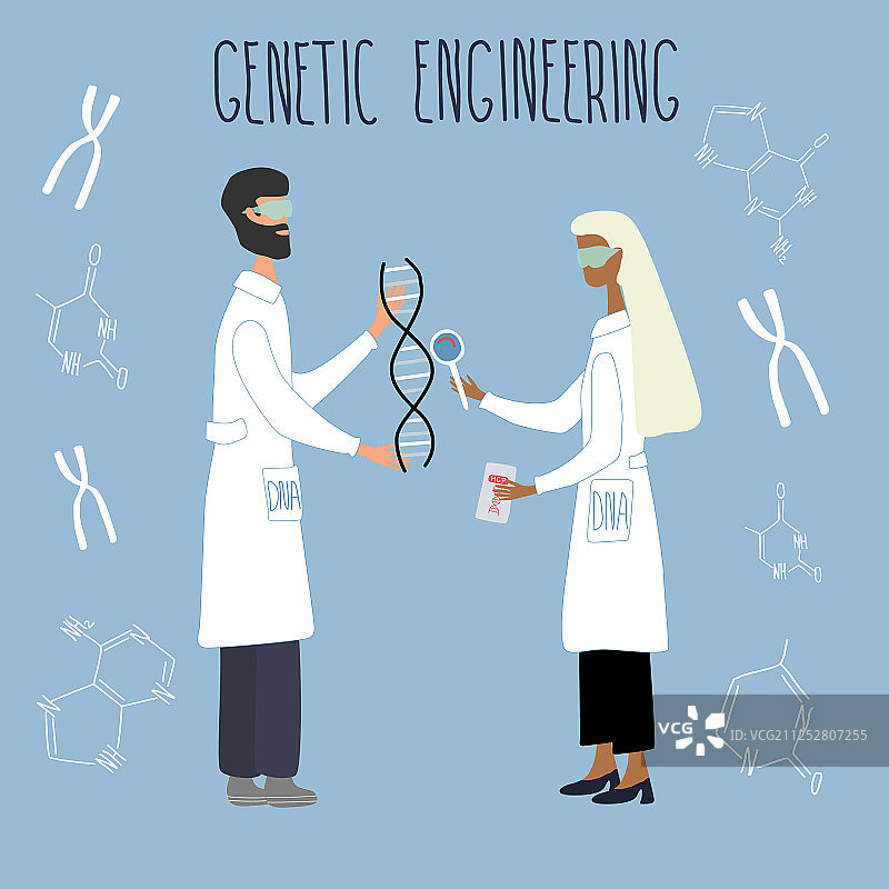 科学家探索DNA结构图片素材