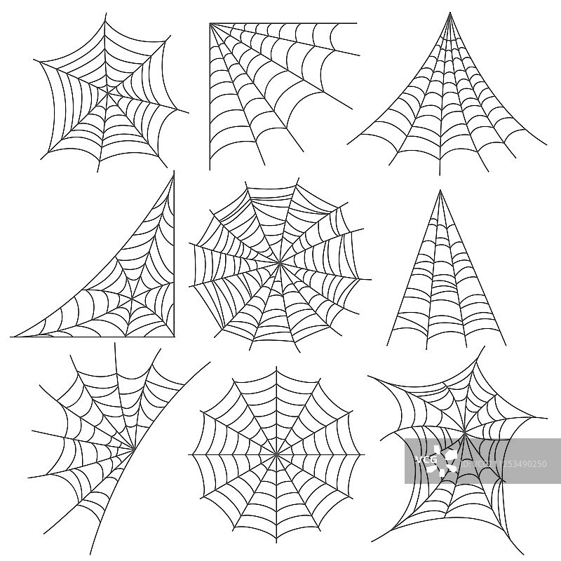 蜘蛛网图标照片逼真的设置图片素材