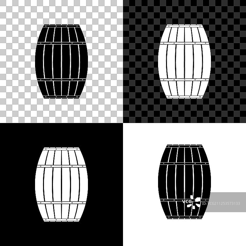 木桶图标孤立在黑白和图片素材