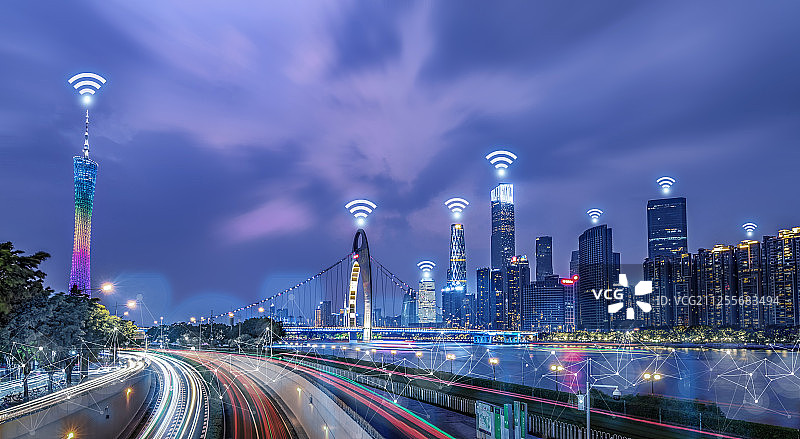 网络科技wifi素材图广州城市中心珠江新城图片素材