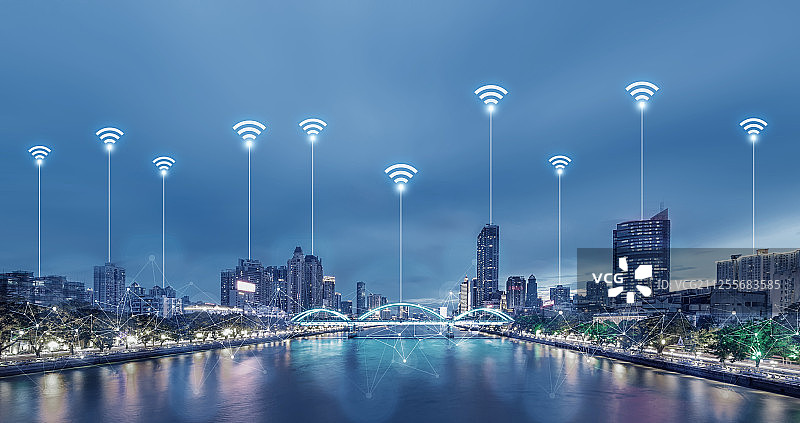 网络科技wifi素材图广州城市中心珠江图片素材