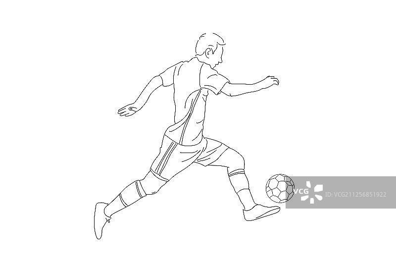 运动员在踢足球线稿插画图片素材