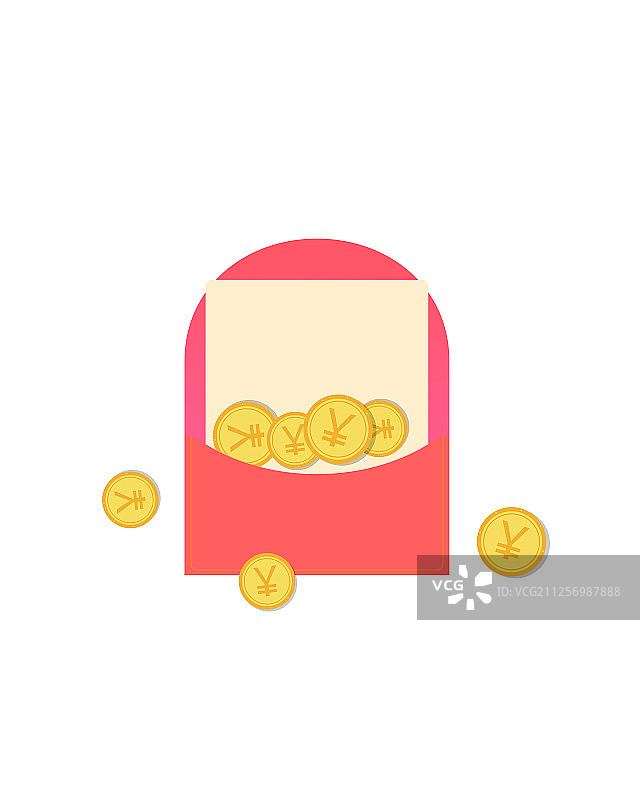 红包里的金币矢量插画元素图片素材