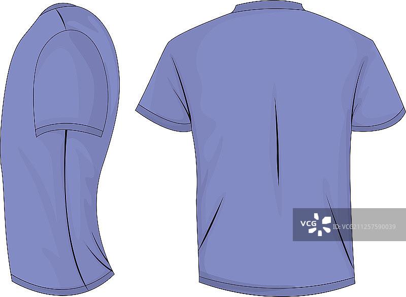 淡紫色t恤模板在背面和侧视图图片素材