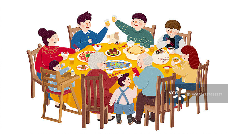 家族年夜饭插图图片素材