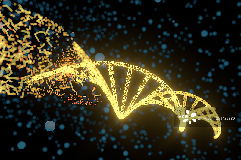 DNA生物科技与粒子 三维渲染图片素材