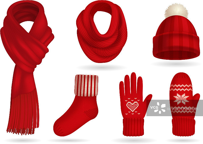 冬季红色针织服装套装图片素材