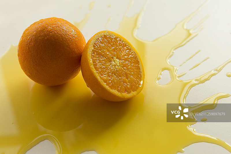水果橙子、和果汁静物图片素材