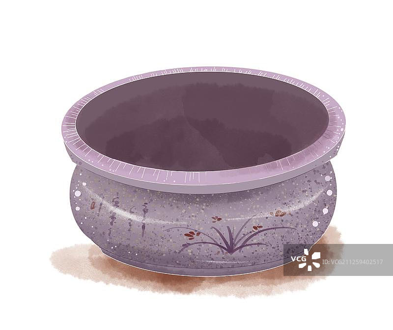 一个紫砂锅插画图片素材