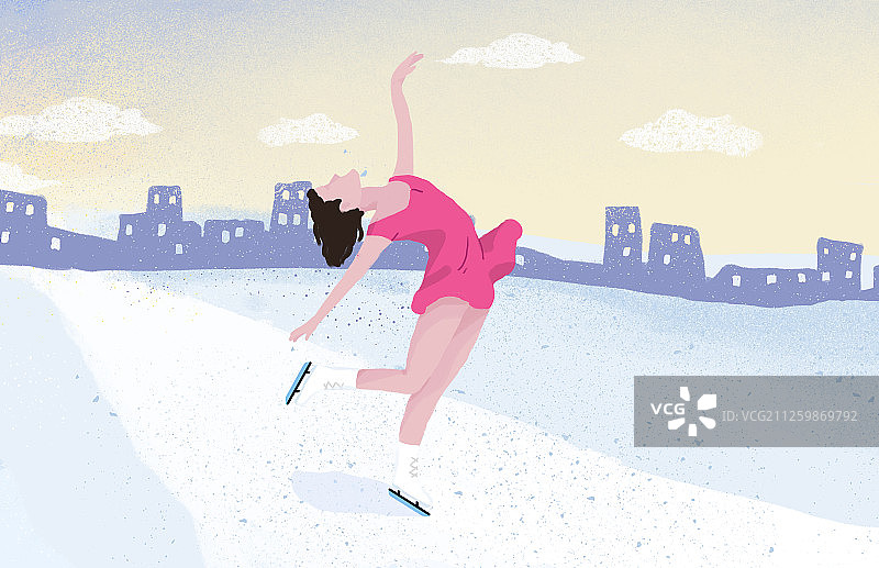 在户外的花样滑雪滑冰跳舞的运动员图片素材