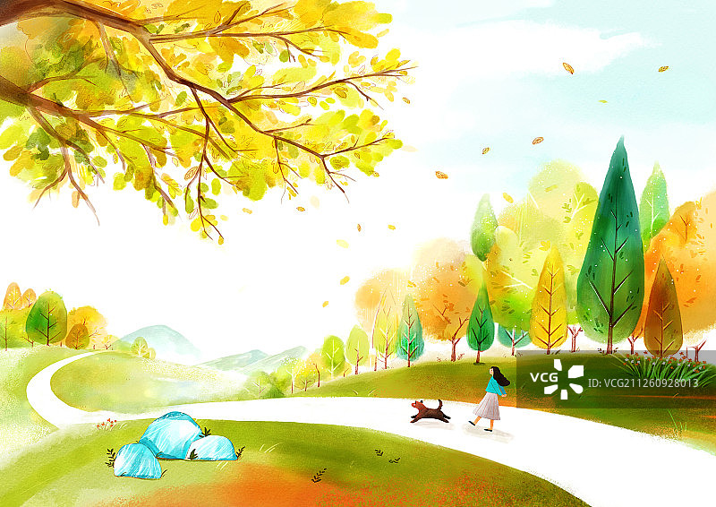 画美丽的秋景插图003图片素材