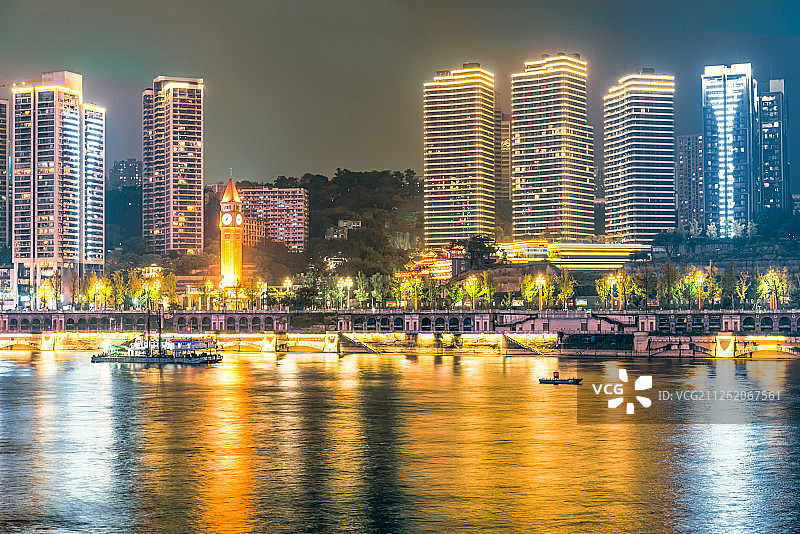 重庆南滨路钟楼夜景图片素材