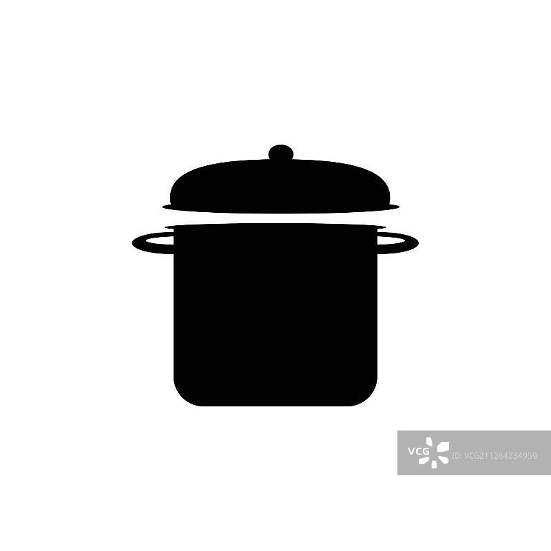 厨房锅图标上的白色背景图片素材