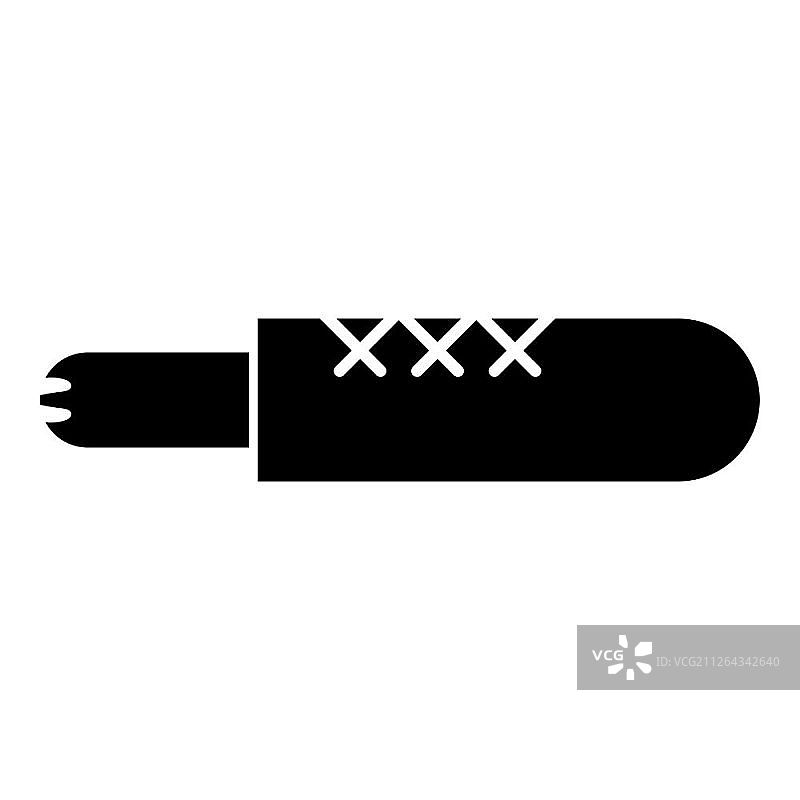 法国热狗快餐图标黑色矢量插图平面风格简单的形象图片素材