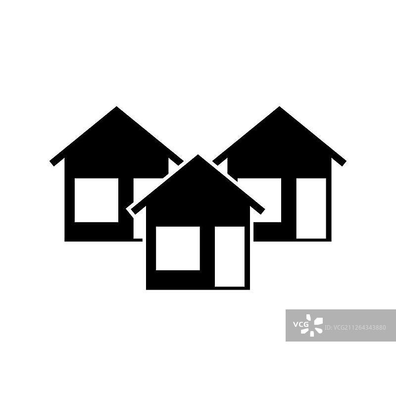 三个房子图标。图片素材
