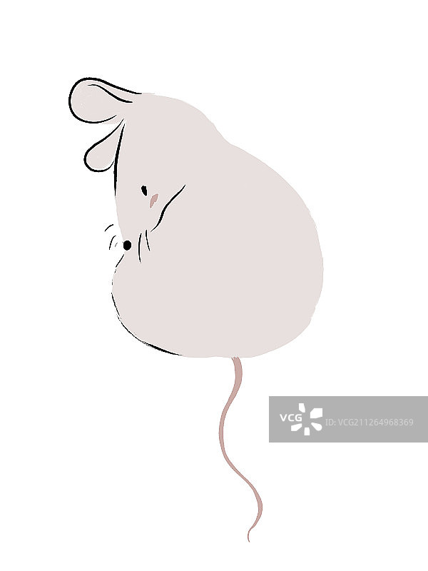 水墨萌萌的小老鼠插图图片素材