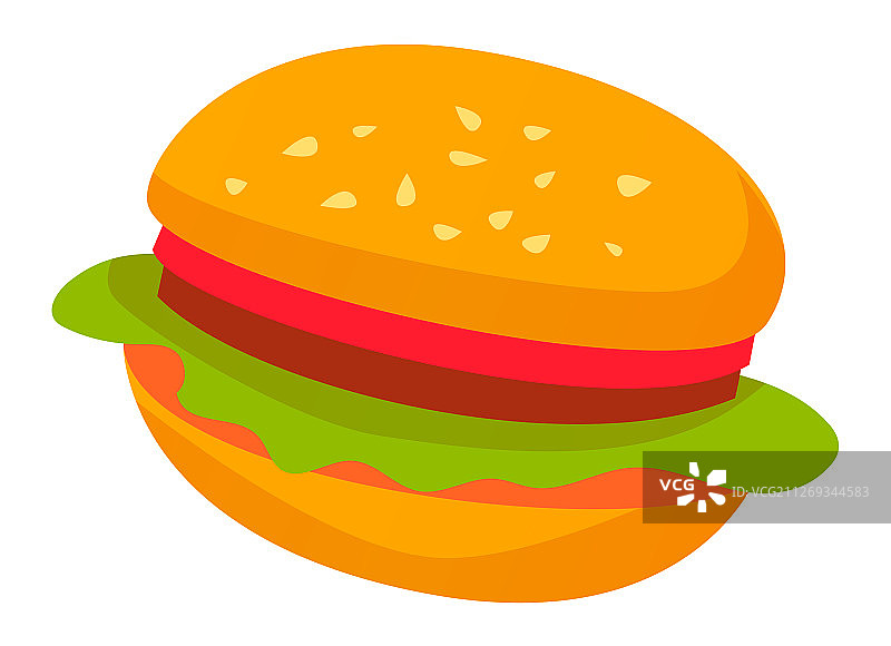 汉堡配小圆面包、生菜、肉和绿色植物图片素材