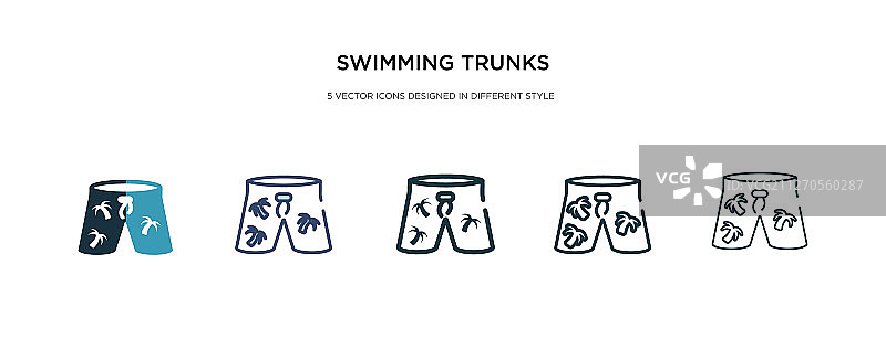 泳裤图标在不同的风格两图片素材