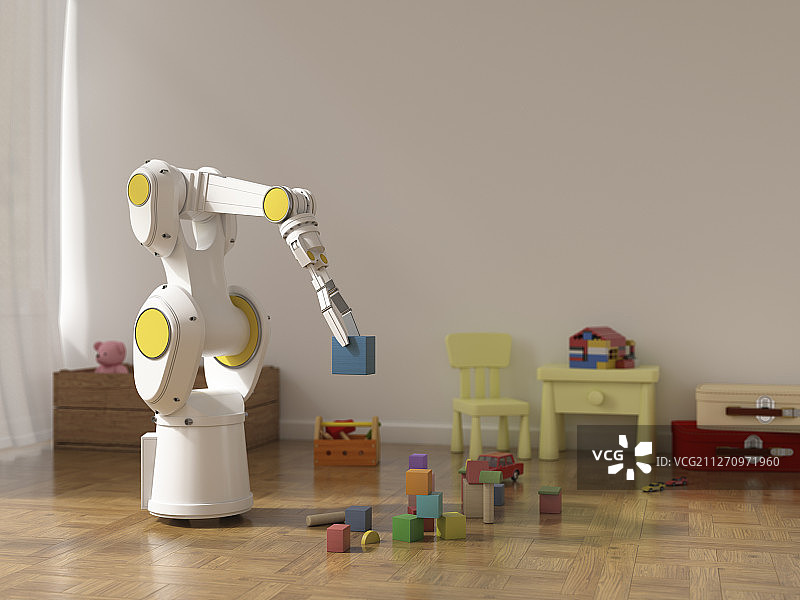 机器人整理孩子的房间图片素材