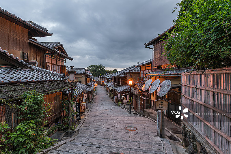 日本京都二年坂三年坂复古街道日出景观图片素材
