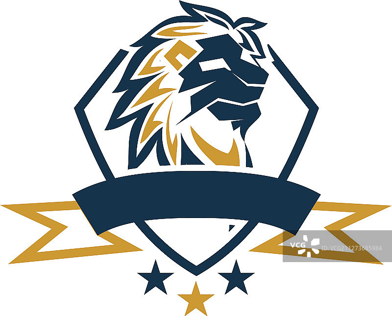狮头盾缎带星标志设计模板图片素材